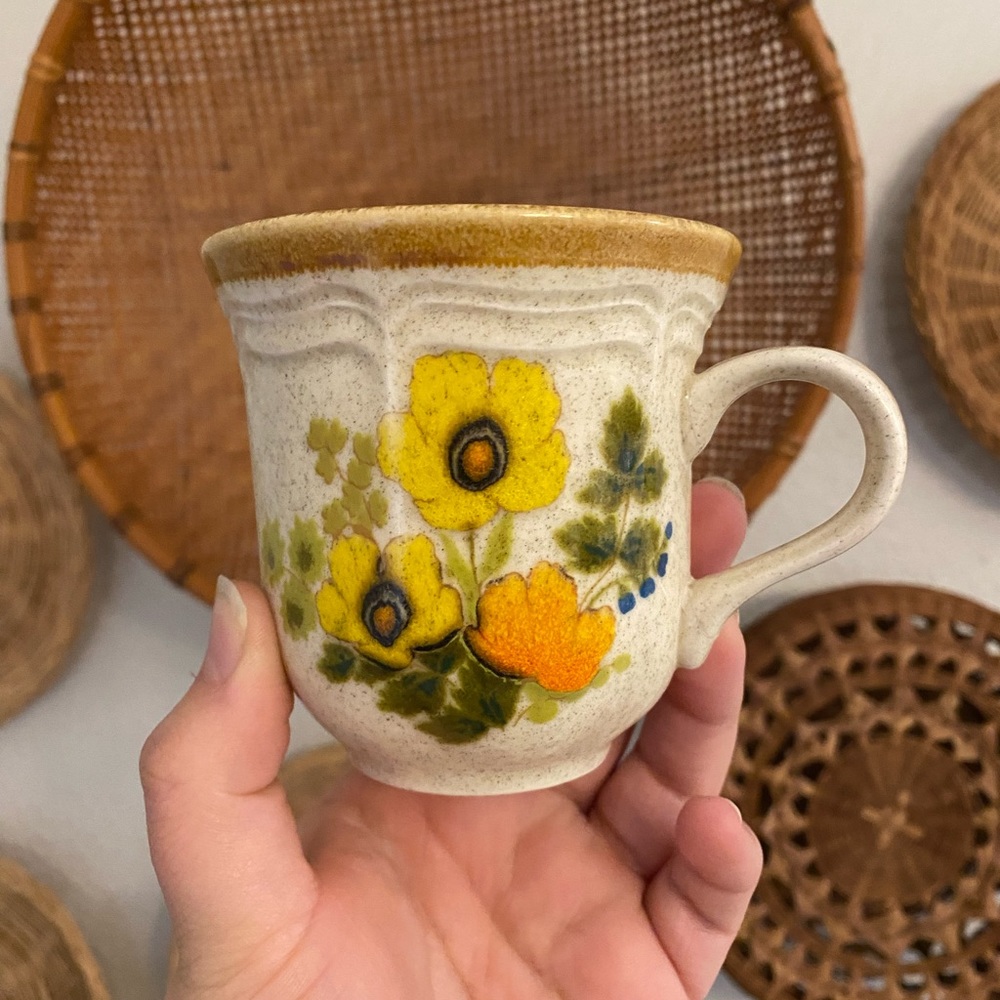 🍄SOLD🍄 Vintage Mikasa Garden Club Floral Coffee Cups - Picture 2 of 5